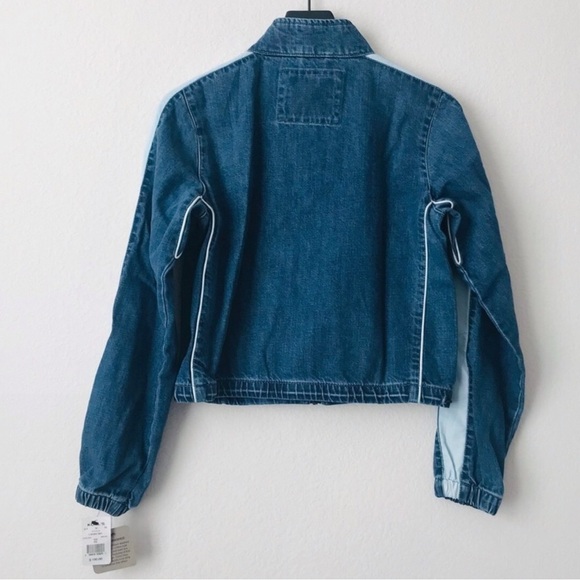 New! Levi’s Coaches Tracker Cropped Bomber Denim Jean Biker Moto Jean Jacket - Picture 8 of 16